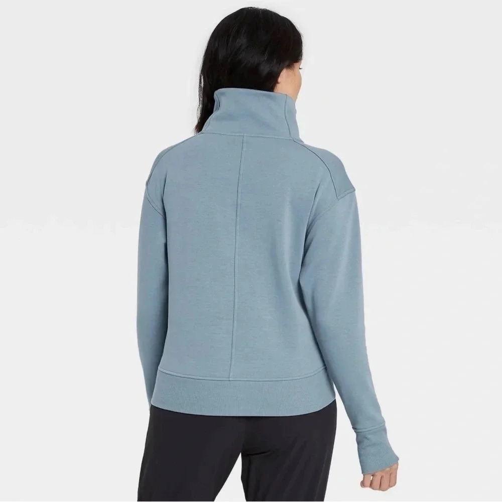 All in Motion  Women's Size S Asymmetrical Zip Pullover Sweatshirt blue. - Picture 2 of 8